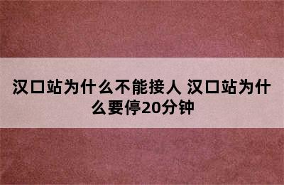 汉口站为什么不能接人 汉口站为什么要停20分钟